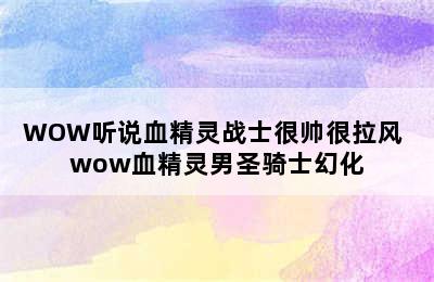 WOW听说血精灵战士很帅很拉风 wow血精灵男圣骑士幻化